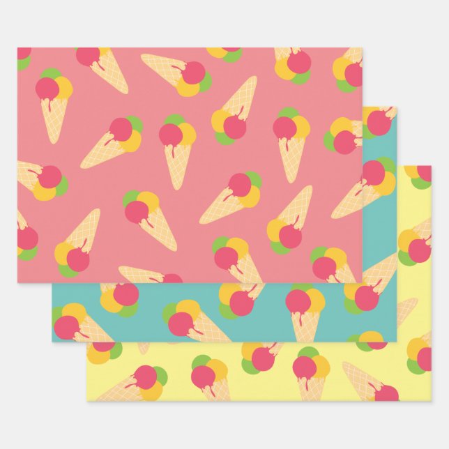 Ice Cream Cone Wrapping Paper Sheets (Set)