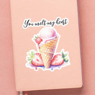 Ice cream cone you melt my heart sticker