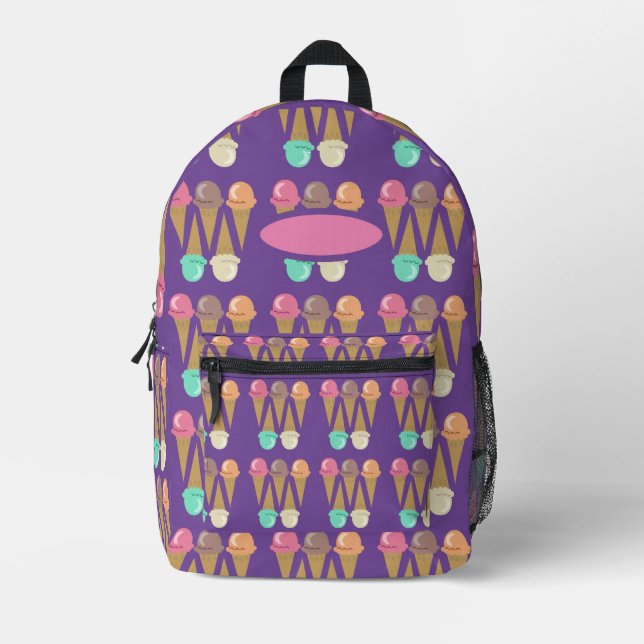Ice Cream Cone Zone Fun Sweet Treats Printed Backpack (Front)