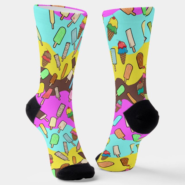  Ice Cream Cones and Neapolitan  Socks (Angled)