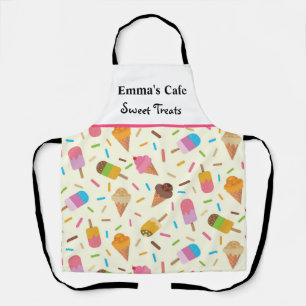 Ice cream cones and popsicles custom name  apron