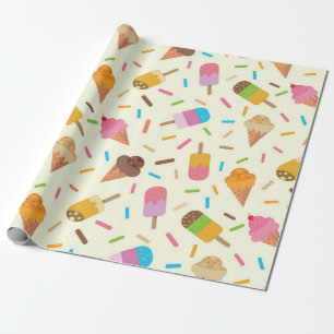 Ice Cream Cones and Popsicles With Sprinkles Wrapping Paper