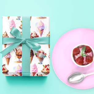 Ice Cream Cones and Sundaes Wrapping Paper