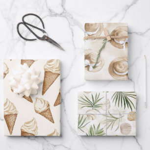 Ice Cream Cones Beach Birthday Wrapping Paper Sheets