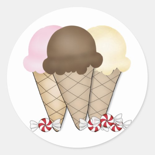 Ice Cream Cones Classic Round Sticker