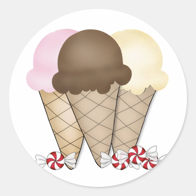 Ice Cream Cones Classic Round Sticker (Front)