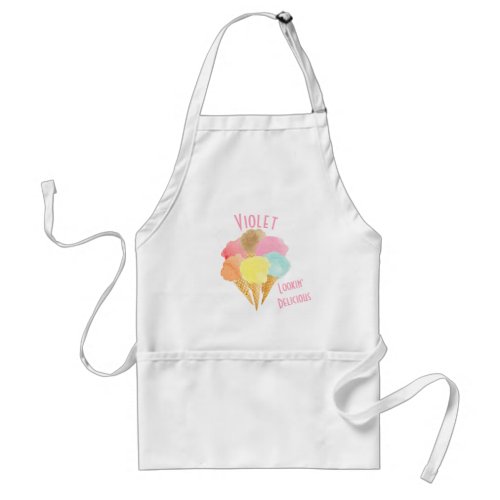 Ice Cream Cones Colorful Flavors Personalized Adult Apron