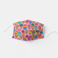 Ice Cream Cones Dessert on Pink Whimsical Pattern Adult Cloth Face Mask