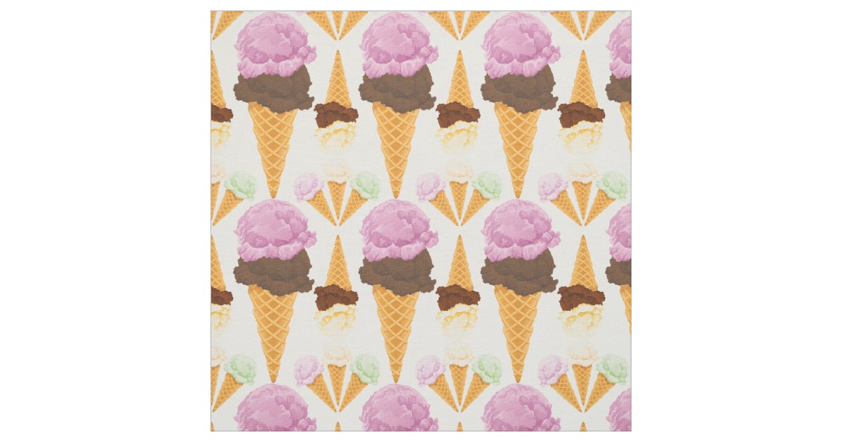 Ice Cream Cones Fabric | Zazzle