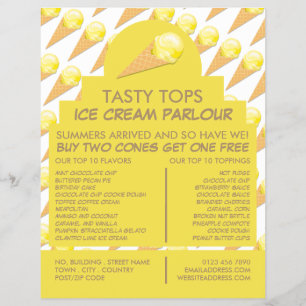 Ice Cream Cones, Ice Cream Parlor Advertising Flyer