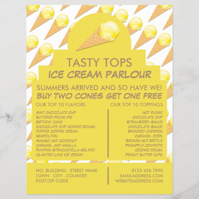 Ice Cream Cones, Ice Cream Parlor Advertising Flyer (Front)