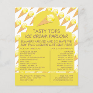 Ice Cream Cones, Ice Cream Parlor Advertising Flyer