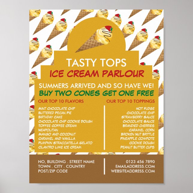 Ice Cream Cones, Ice Cream Parlor Advertising Poster (Front)