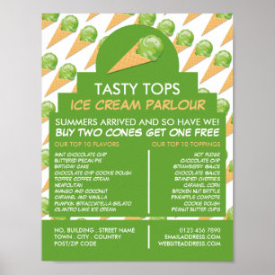 Ice Cream Cones, Ice Cream Parlor Advertising Poster