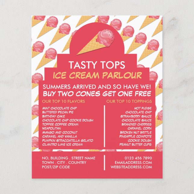 Ice Cream Cones, Ice Cream Parlour Advertising Flyer (Front)