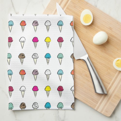 Ice Cream Cones Illustration Kitchen Towel