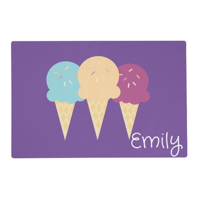 Ice Cream Cones Kids Name Placemat (Front)