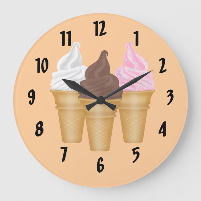 Ice Cream Cones Large Clock (Front)