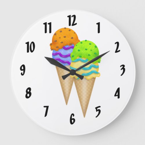 Ice Cream Cones Large Clock