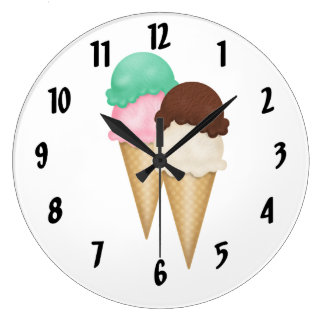 Ice Cream Cones Wall Clocks | Zazzle