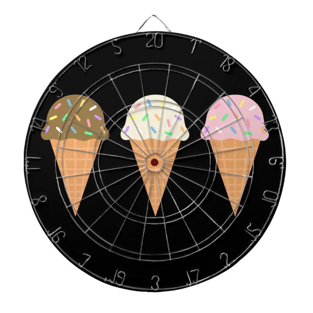 Ice Cream Cones Metal Cage Dartboard With Darts (Front)