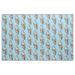 Ice Cream Cones on a Light Blue Background Fabric