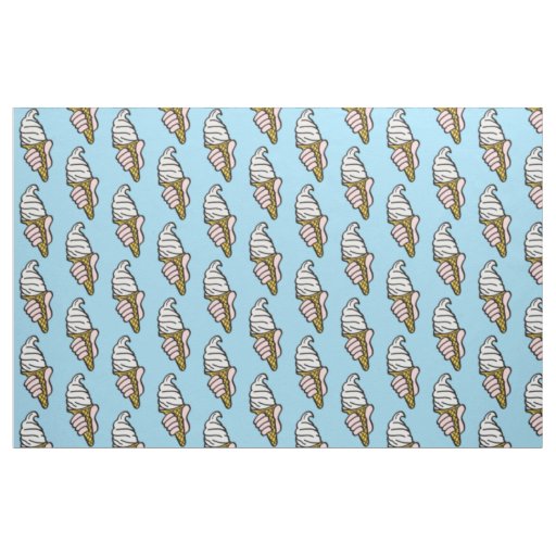 Ice Cream Cones on a Light Blue Background Fabric