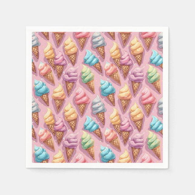 Ice Cream Cones On Pink Napkins (Front)