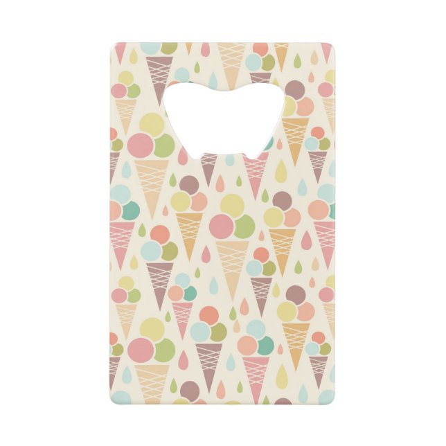 Ice cream cones pattern credit card bottle opener (Front)