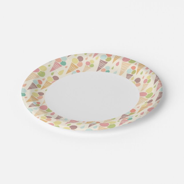Ice cream cones pattern paper plates (Angled)