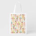 Ice cream cones pattern reusable grocery bag