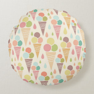 Ice cream cones pattern round pillow