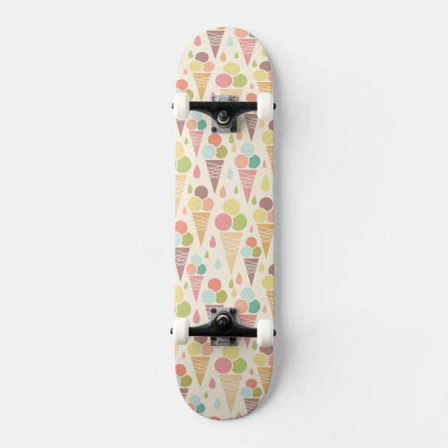Ice cream cones pattern skateboard deck (Front)