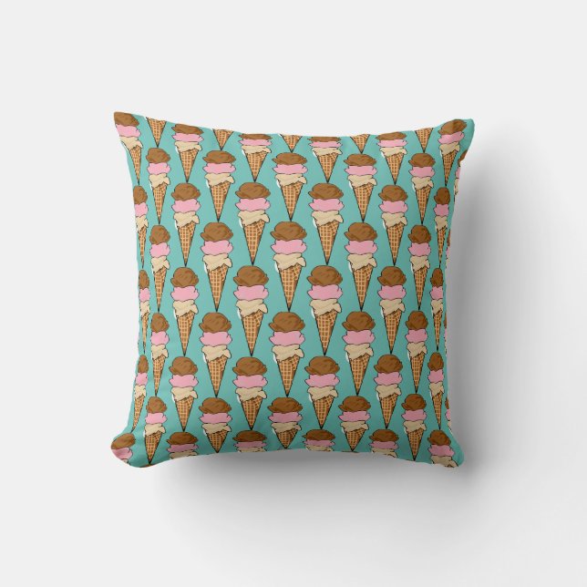 Ice Cream Cones Pattern Throw Pillow (Front)