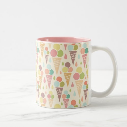 Ice cream cones pattern Two_Tone coffee mug