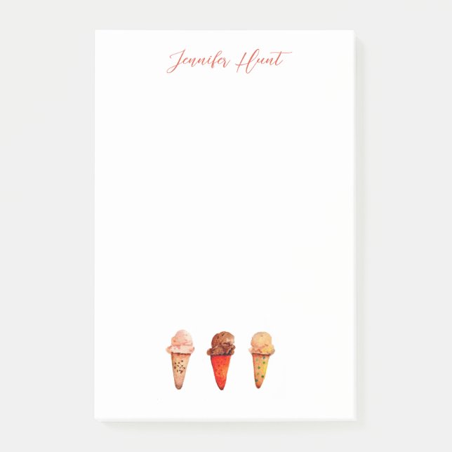 Ice Cream Cones Personalized  Post-it Notes (Front)