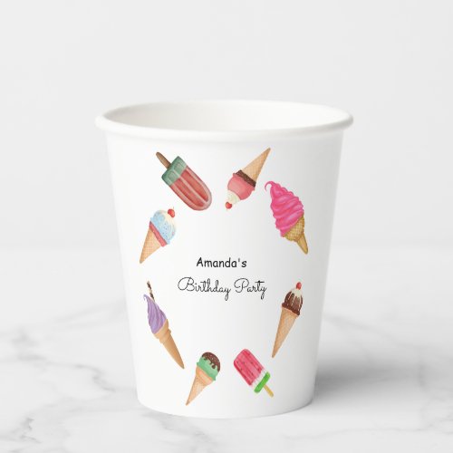 Ice Cream Cones Popsicles Party  Paper Cups