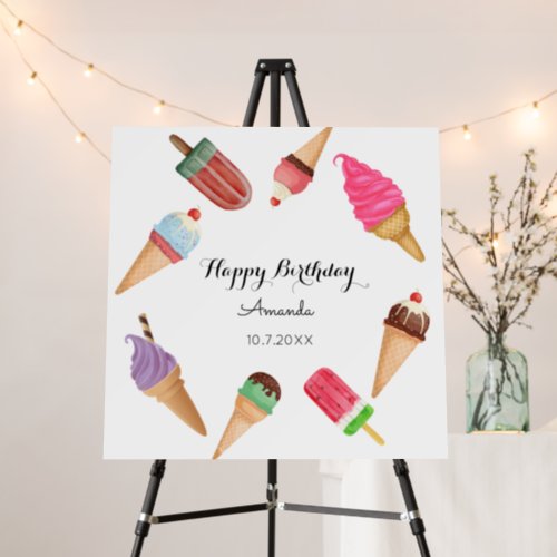 Ice Cream Cones Popsicles Pool Party  Foam Board