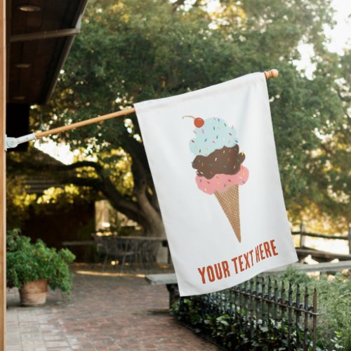 Ice Cream Cones Sorbet Summertime Fun CUSTOM  House Flag