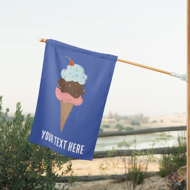 Ice Cream Cones Sorbet Summertime Fun CUSTOM  House Flag (Insitu (Back))