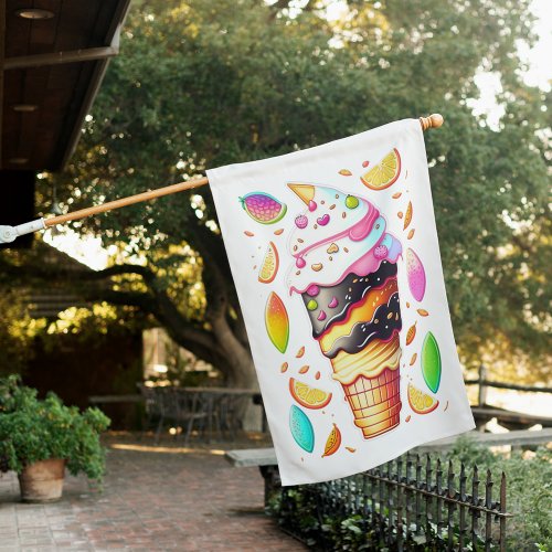 Ice Cream Cones Sorbet Summertime Fun House House Flag