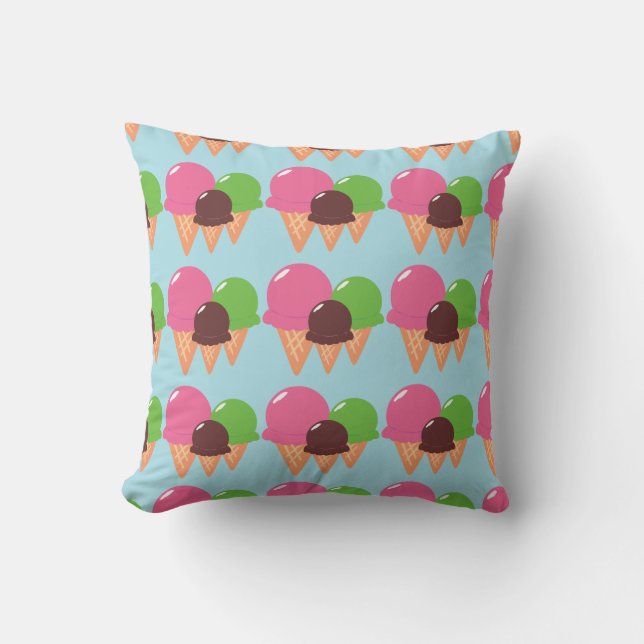 Ice Cream Cones Throw Pillow (Front)