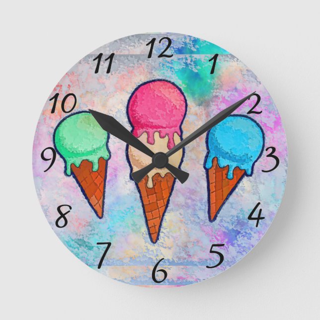 Ice Cream Cones Wall Clock (Front)