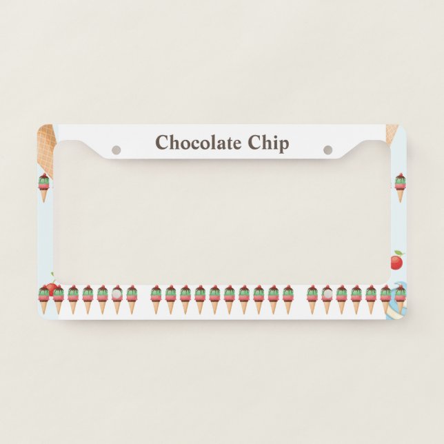 Ice Cream Cones with Custom Text License Plate Frame (Front)