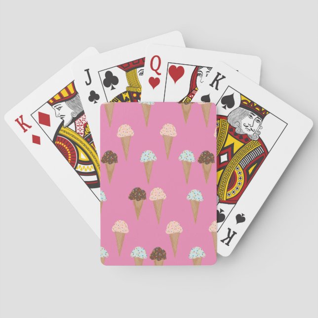Ice Cream Cones with Rainbow Sprinkles Pattern Poker Cards (Back)