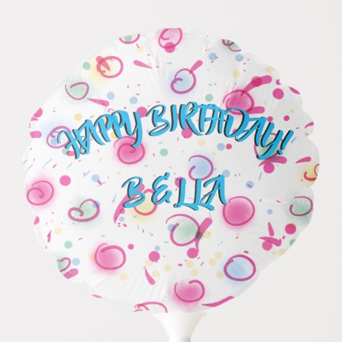 ICE CREAM CONFETTI HAPPY BIRTHDAY ADD YOUR NAME BALLOON