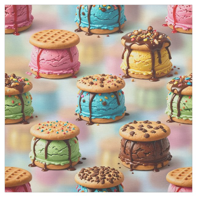 Ice Cream Cookie Sandwiches Seamless Fabric (Swatch)