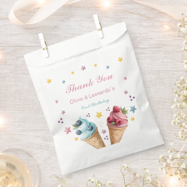 Ice Cream Cool Birthday Party Favor Bag (Clipped)