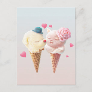 Ice Cream Couple – Love at First Lick Announcement Postcard