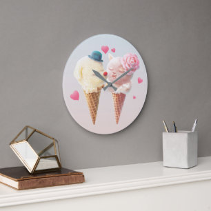 Ice Cream Couple – Love at First Lick Large Clock